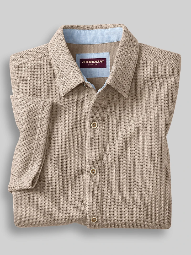 Regular Fit Linden Textured Short Sleeve Button Up Shirt