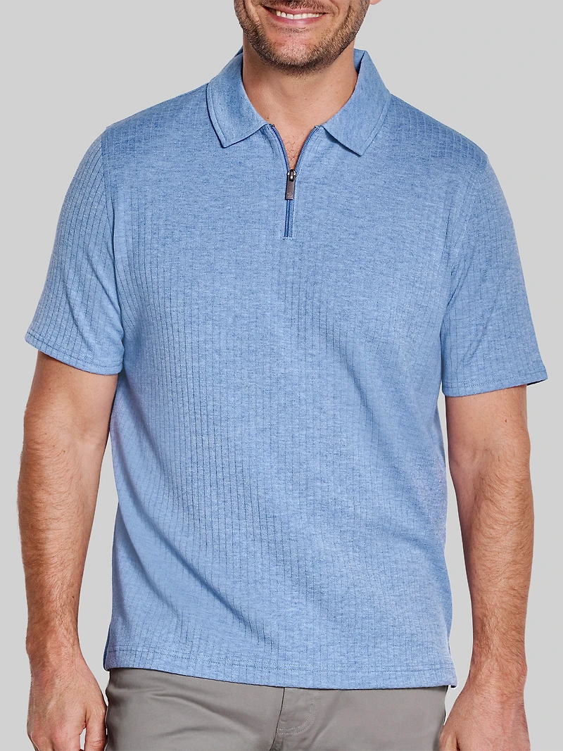 Regular Fit Finn 4-Way Stretch Ribbed Zip Polo
