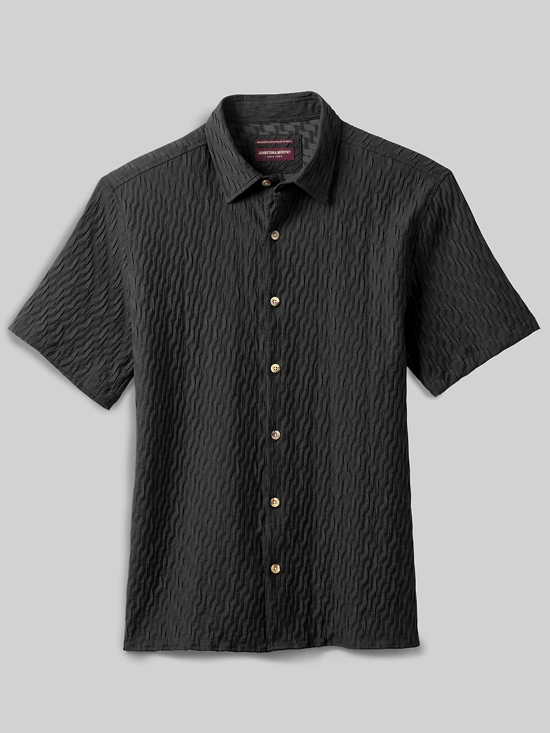 Regular Fit Monterey Textured Short Sleeve Button Up Shirt