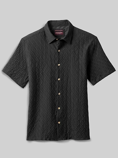 Regular Fit Monterey Textured Short Sleeve Button Up Shirt