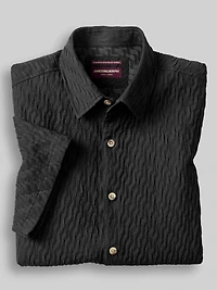 Regular Fit Monterey Textured Short Sleeve Button Up Shirt