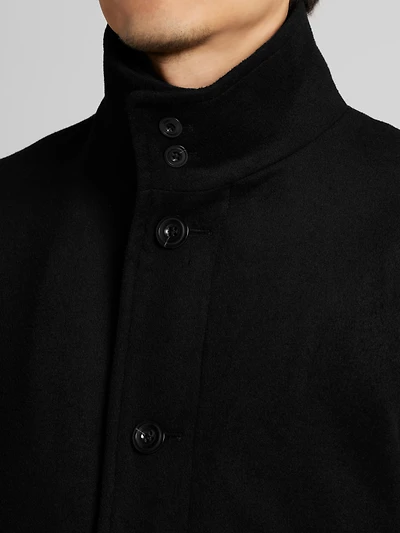 Wool Blend Car Coat with Bib