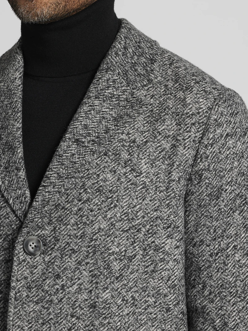 Melange Herringbone Knit Overcoat