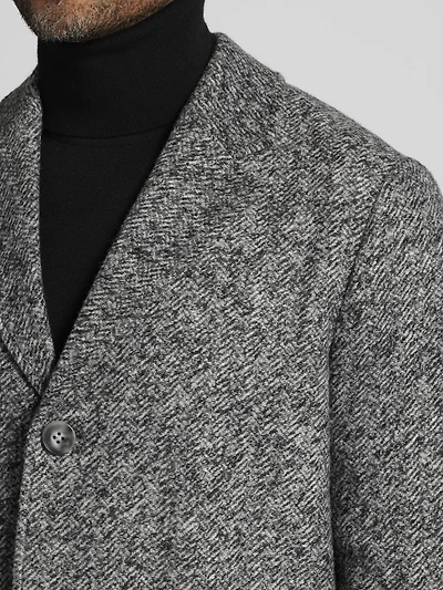 Melange Herringbone Knit Overcoat