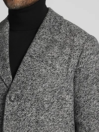 Melange Herringbone Knit Overcoat