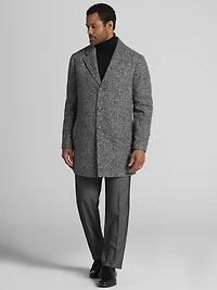Melange Herringbone Knit Overcoat