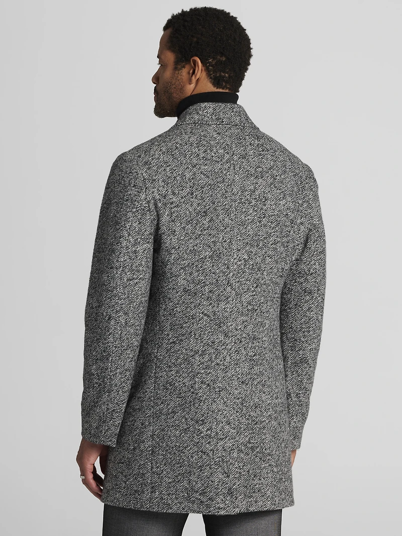 Melange Herringbone Knit Overcoat