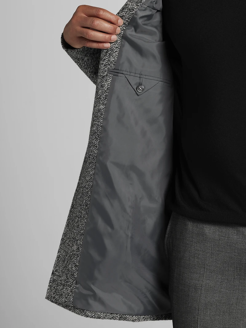 Melange Herringbone Knit Overcoat