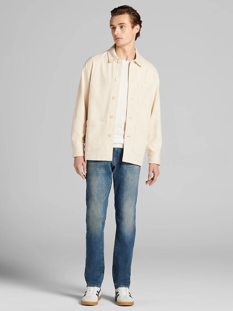 Button Front Cotton-Linen Shirt Jacket