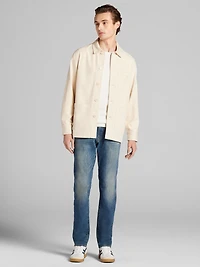 Button Front Cotton-Linen Shirt Jacket