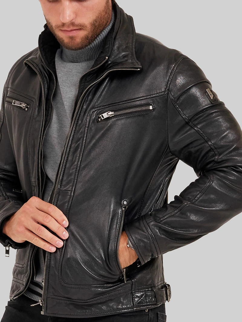 Leather Zip Jacket With Removeable Quilited Liner