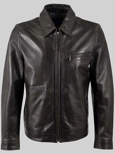 Leather Zip Bomber