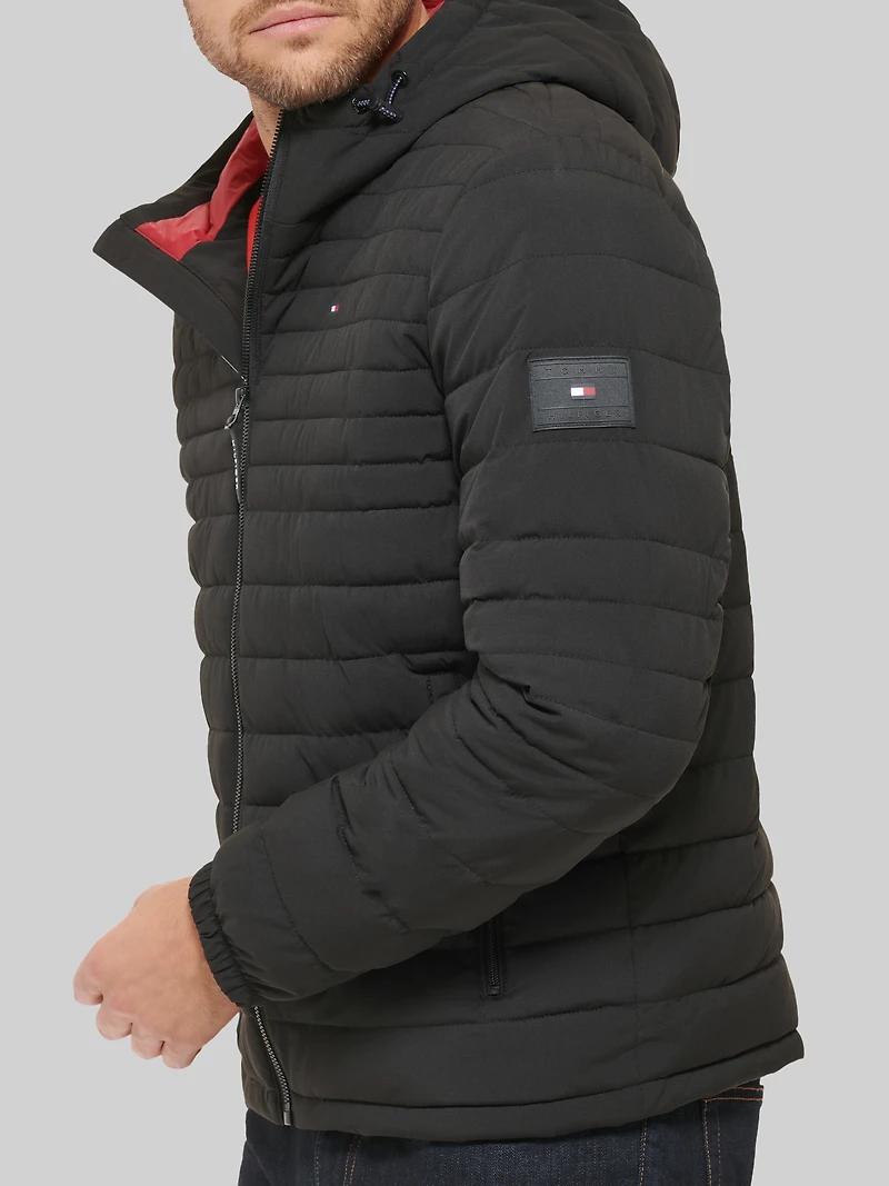 Stretch Hooded Puffer