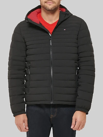 Stretch Hooded Puffer