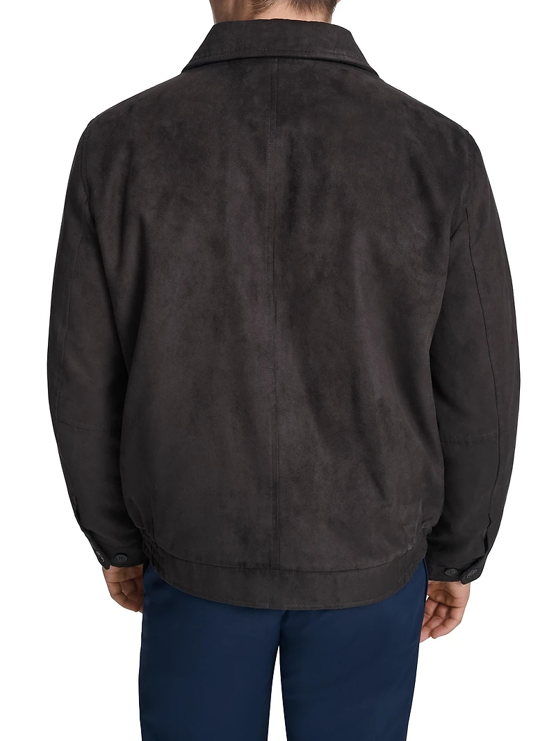 Faux Suede Laydown Collar Jacket