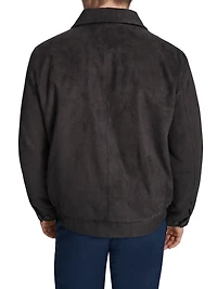Faux Suede Laydown Collar Jacket