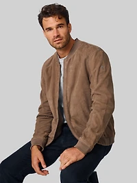 Regular Fit Nubuck Leather Bomber Jacket