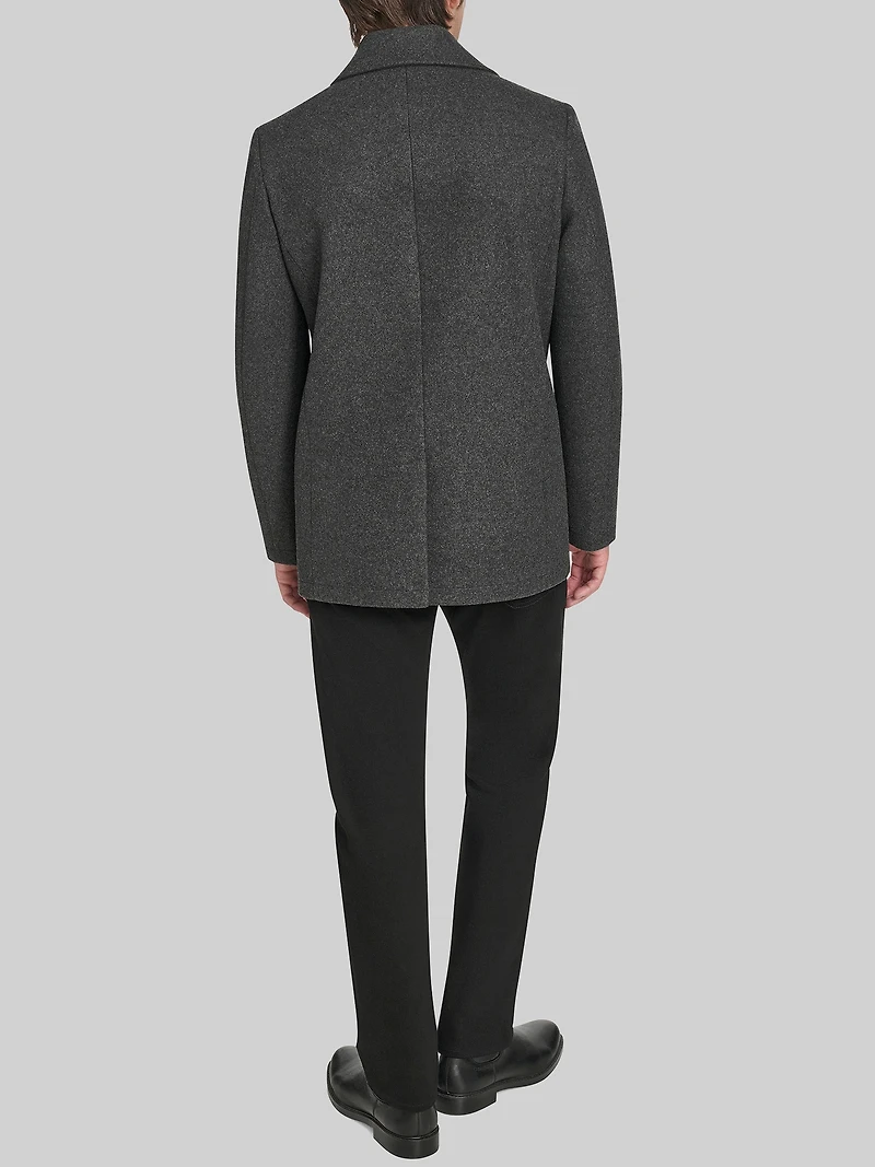 Regular Fit Stretch Wool Peacoat