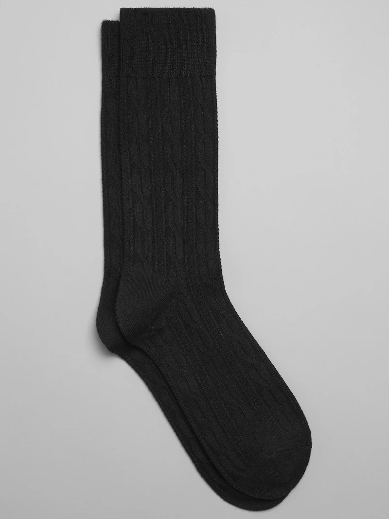 Cashmere Blend Cable Knit Socks