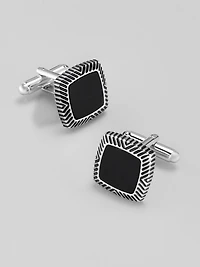 Etched Square Frame Cufflink and Stud Set