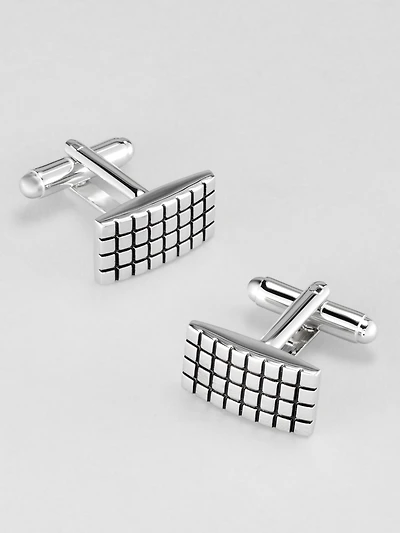 Etched Grid Cufflink and Stud Set