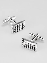 Etched Grid Cufflink and Stud Set