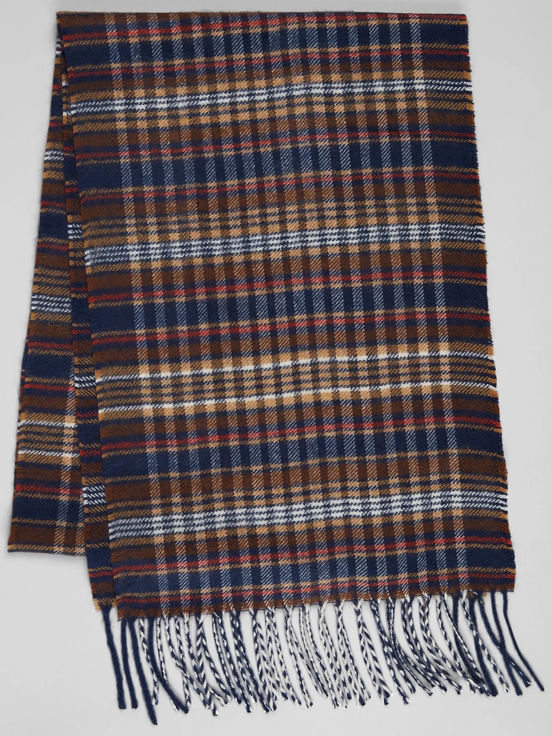 Plaid Twisted Fringe Scarf