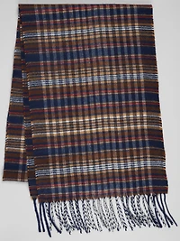 Plaid Twisted Fringe Scarf