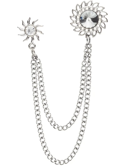 Sun & Flower Tassel Chain Lapel Pin
