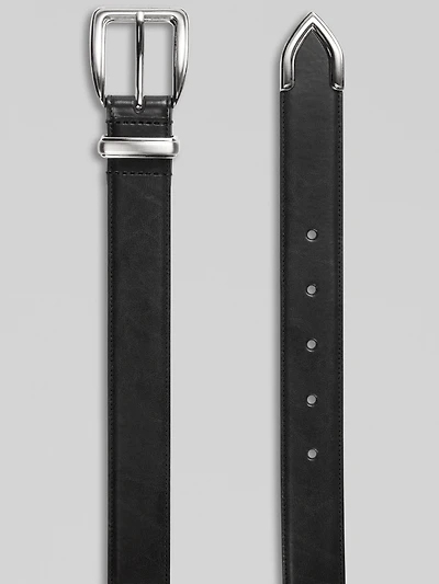 Silver Tip Faux Leather Belt