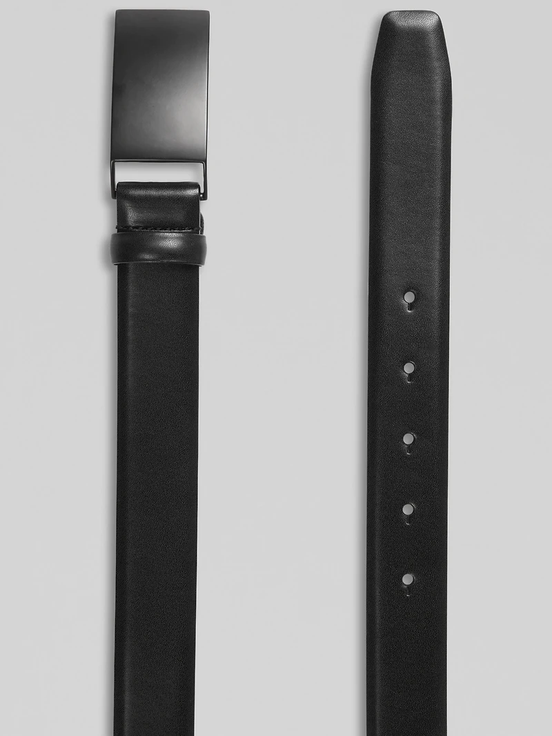 Feather Edge Plaque Buckle Faux Leather Belt