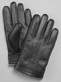 Faux Leather Gloves with Knit Cuffs