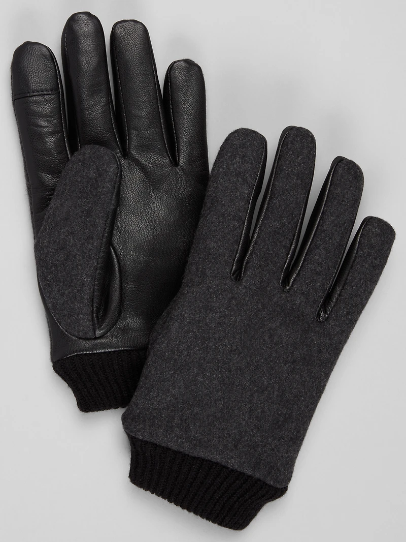 Leather & Wool Flannel Gloves