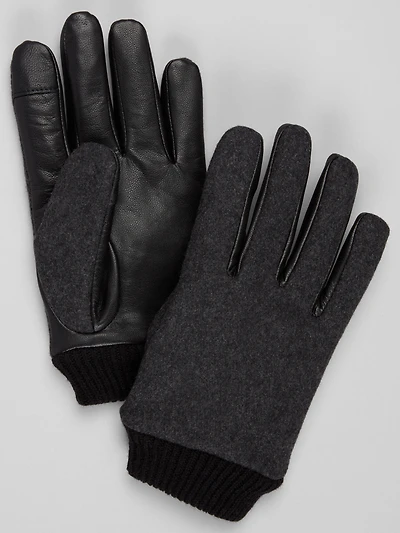 Leather & Wool Flannel Gloves