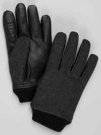 Leather & Wool Flannel Gloves