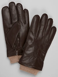 Leather With Ribbed Cuff Gloves