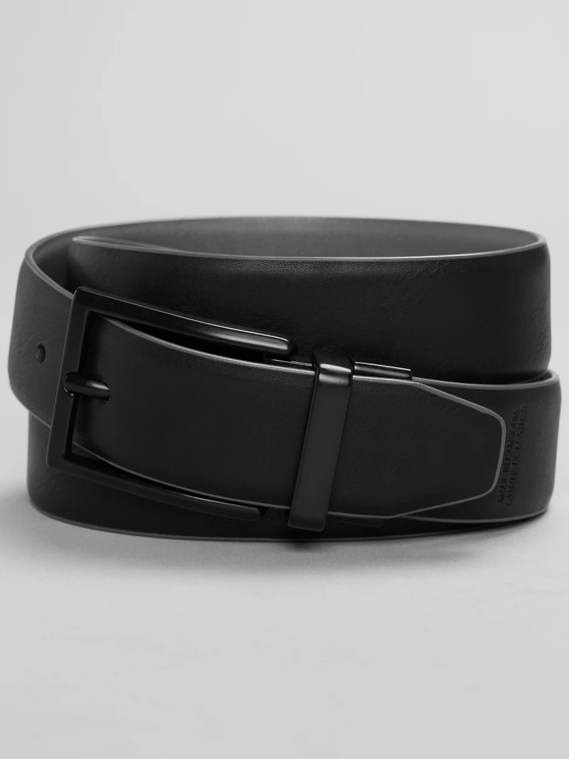 Feather Edge Reversible Stretch Leather Belt