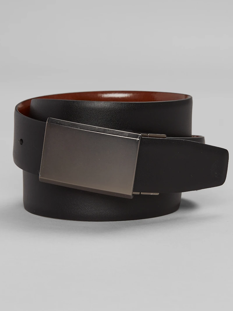 Marbleized Brushed Nickel Plaque Reversible Belt