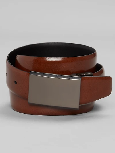 Marbleized Brushed Nickel Plaque Reversible Belt