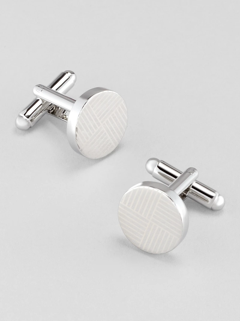 Quarter Lines Round Cufflink and Stud Set