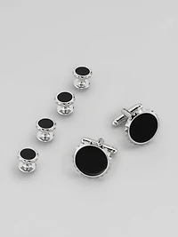 Round Spike Edged Cufflink and Stud Set