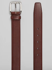 Center Stitched Feather Edge Leather Belt