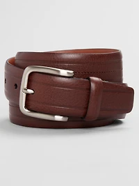 Center Stitched Feather Edge Leather Belt