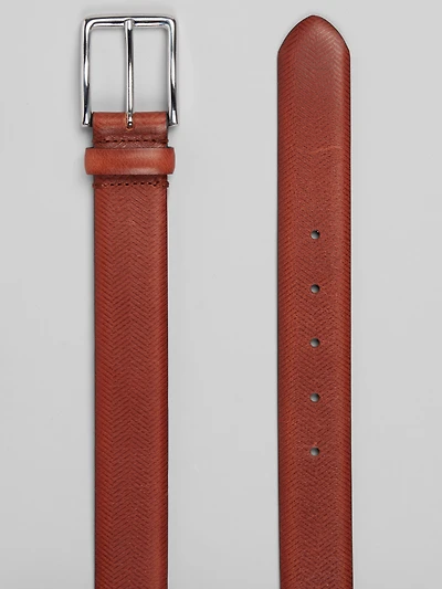 Embossed Feather Edge Leather Belt