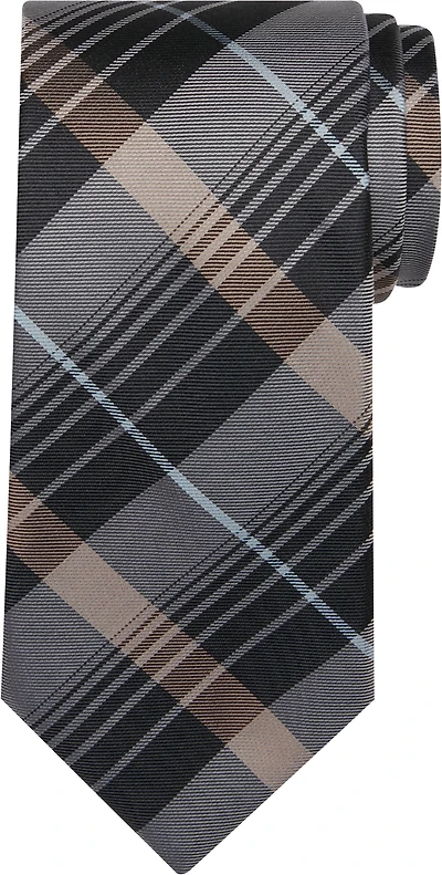 Narrow Plaid Silk Tie