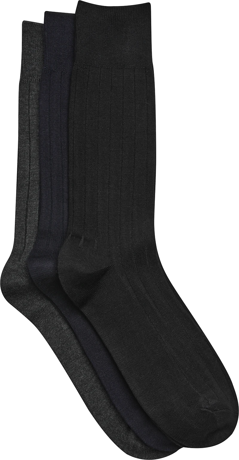 Solid Ribbed Socks, 3-pack