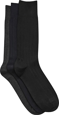 Solid Ribbed Socks, 3-pack