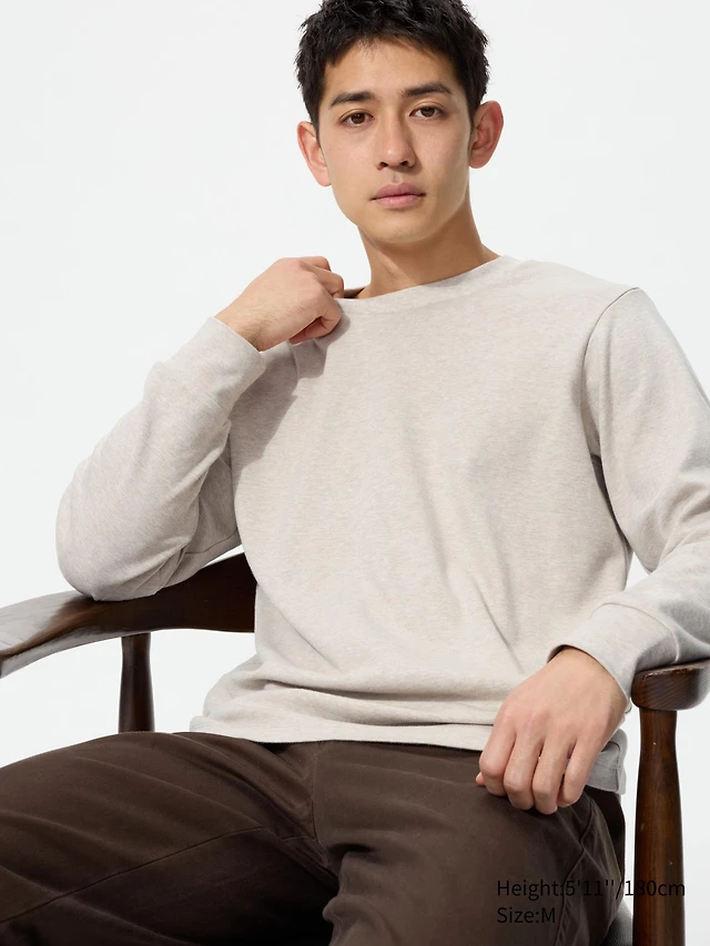Exit 26 Ultra Soft Sueded Crewneck Long Sleeve T-Shirt For Men – Velvety Feel, Modern Fit, Comfort Stretch
