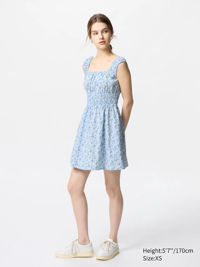 cotton gathered mini dress uniqlo COTTON GATHERED MINI DRESS(WOMEN'S) OUTFIT IDEAS
