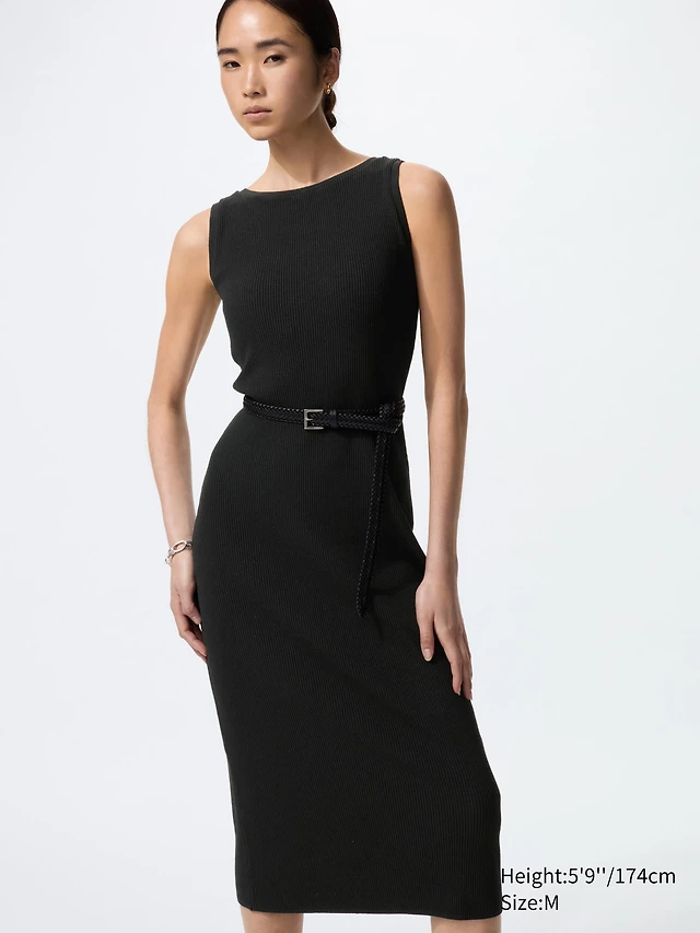 uniqlo bodycon dress Women's Ribbed Square Neck Sleeveless Dress